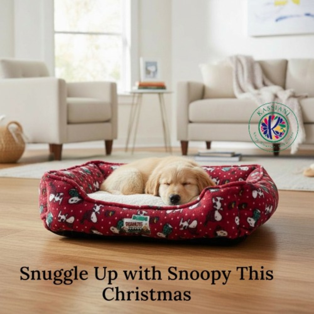 Peanuts Snoopy Christmas Cozy Pet Bed 22"x19" | Small Dog & Cat Holiday Gift - Picture 12 of 14